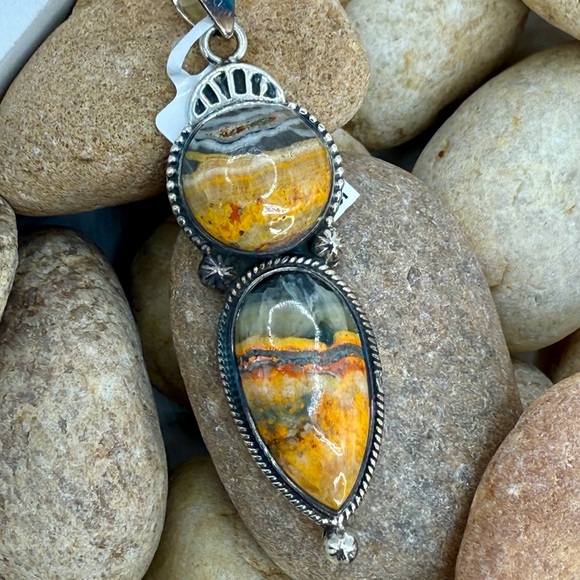 Bumblebee Jasper 925 Sterling Silver Pendant 12.6g Artisan Natural Gemstone - Picture 6 of 11